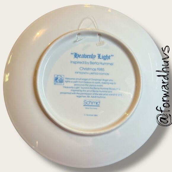 1985 Berta Hummel “Heavenly Light” Christmas Plate - No Box - Picture 5 of 7